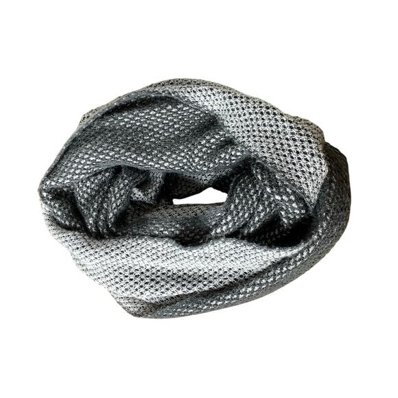 Echo Metallic Silver  & Charocoal Grey Open Knit Reversible Infinity Scarf - Picture 1 of 4